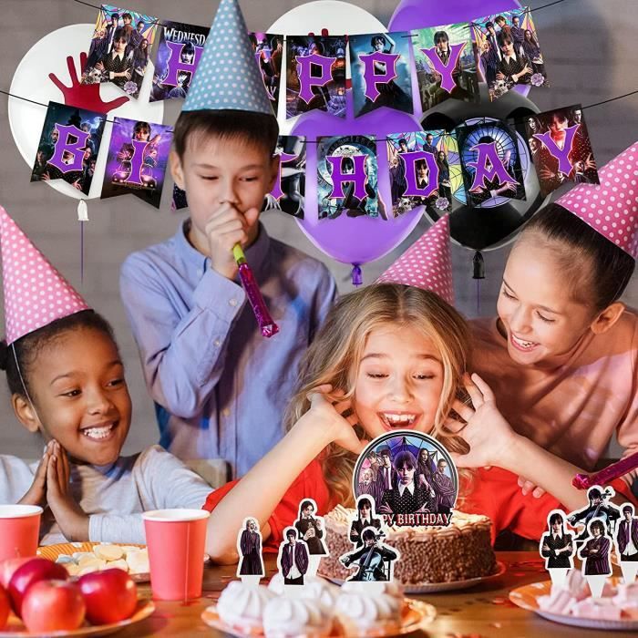 Horrible Film Mercredi Addams Fête d’anniversaire Décoration Mercredi  Vaisselle Bannière Ballon Toile de fond Baby Shower Party Fournitures