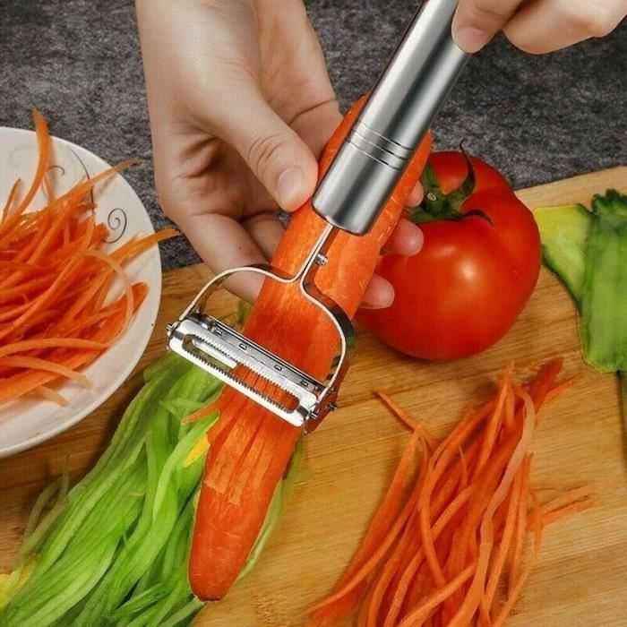 Lot De 2 éplucheurs Légumes Acier Inoxydable | Éplucheur Et Coupe Julienne 2 En 1 | Pour Droitiers Et Gauchers