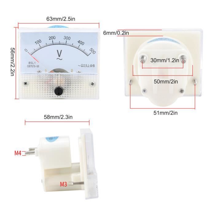 Zerone Voltage Voltmètre Analogique AC 0-500V Pour Appareils De
