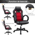 AKALNNY Fauteuil Gamer Ergonomique Chaise de Bureau Design Rembourré Hauteur Réglable 110-120cm Noir et rouge-3