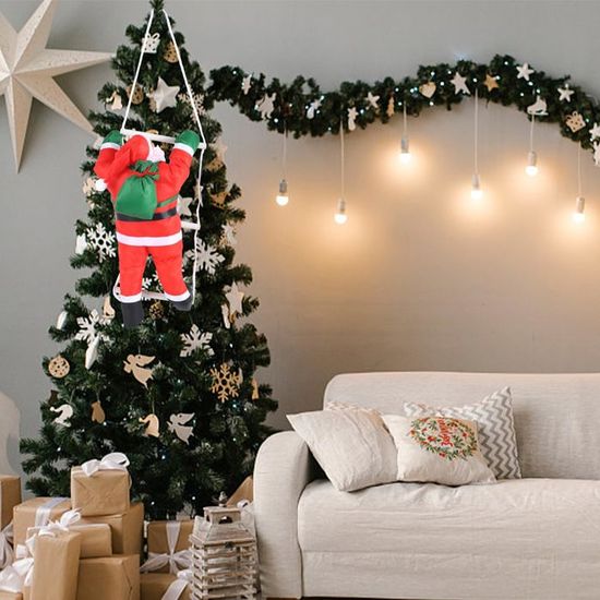 PERSONNAGES DE NOEL Jouet D'escalade De Noël – Échelle Musicale , Toboggan Père Noël En ABS, Décoration Festive Avec Musique Et LED - Maison