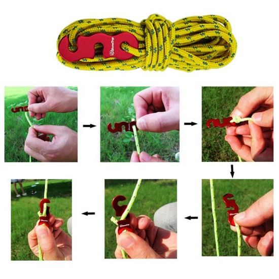 VORCOOL 4pcs Corde Tente Coupe-Vent Ficelle Tente avec Tendeur Corde pour Camping Randonn/ée 3m Jaune