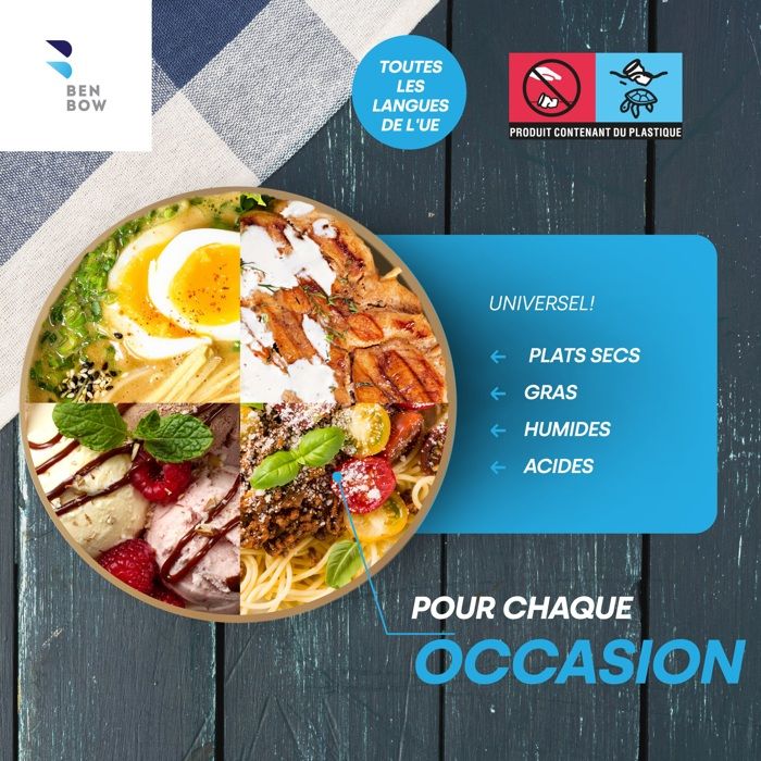 BenBow Conteneur jetable en papier kraft avec couvercle 200 x 870 ml, adapté aux plats chauds et froids, étanche. - Maison
