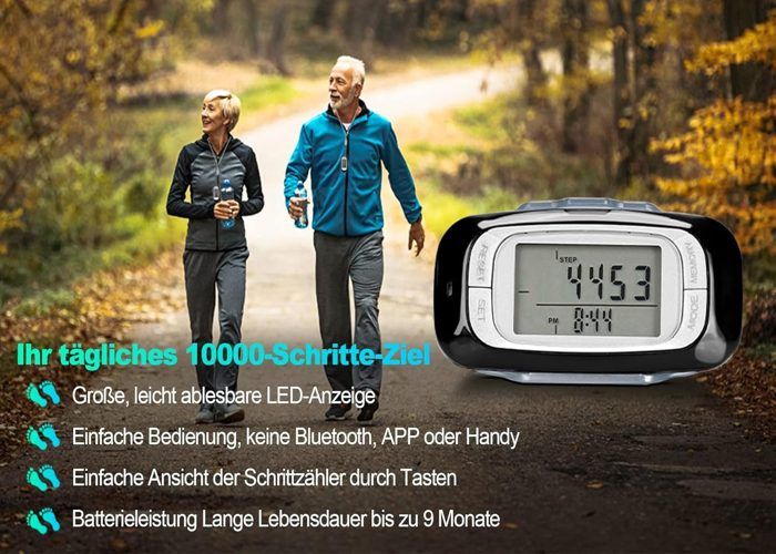 Fesjoy Podomètre 3D Avec Clip – Compte Pas, Distance, Calories, Vitesse – Écran LCD, Arrêt Auto, Pile Incluse