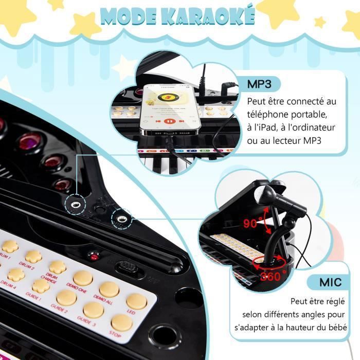 DREAMADE Piano Jouet Enfant 31 Touches Avec Tabouret Et Micro - Mini Piano à Queue Lumineux Pour Apprentissage Guidé