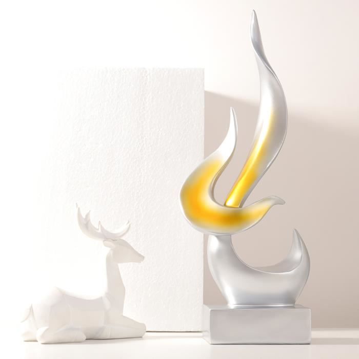 Statue Décorative Abstraite Flamme Sacrée NENBOLEC - Résine Blanche 42cm - Décoration Moderne Maison