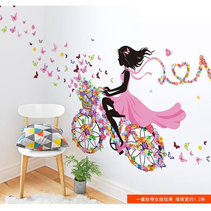 Stickers Muraux Fille Fleur Fée Autocollant Mural Fille Papillon Vélo  Décoration Murale Chambre Enfants Bébé Pépinière Salon[506] - Cdiscount  Maison