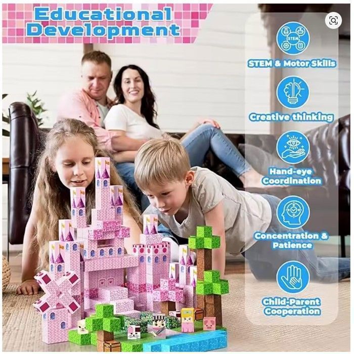 Blocs de construction magnétique style Minecraft pour château de ...