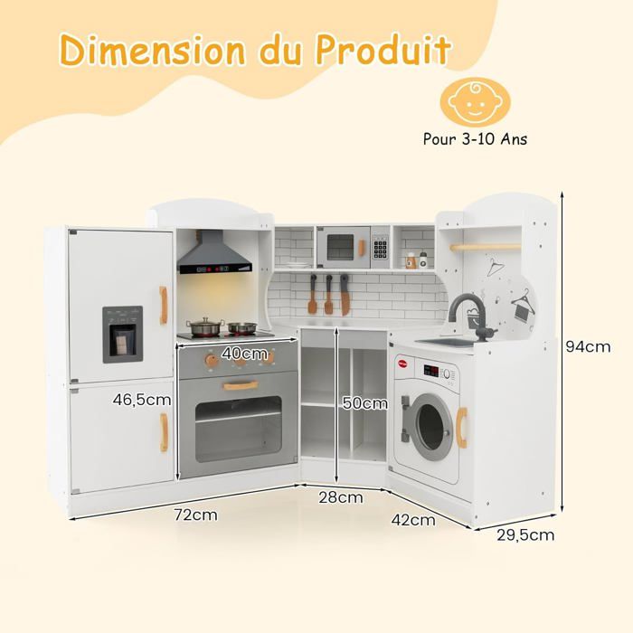 GOPLUS Cuisine d'Angle pour Enfants, avec Ustensiles de Cuisine Complets, Effets Sonores et Lumineux, pour Enfants de 3 Ans+, - Jeux - Jouets GOPLUS Cuisine d'Angle pour Enfants, avec Ustensiles de Cuisine Complets, Effets Sonores et Lumineux, pour Enfants de 3 Ans+, - Jeux - Jouets