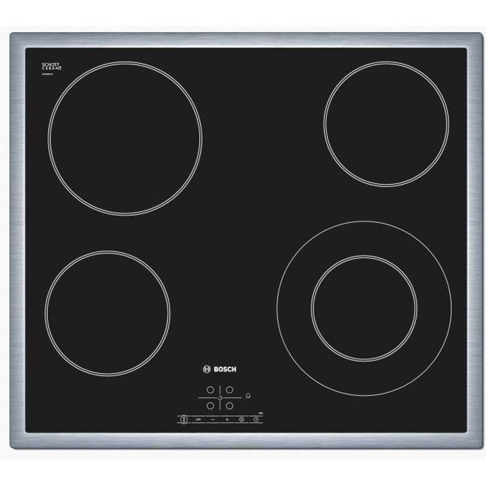 BOSCH PKF645B17E Plaque de cuisson Vitrocéramique - 4 foyers - 6600W - L57,5 x P50,5cm - Revêtement 