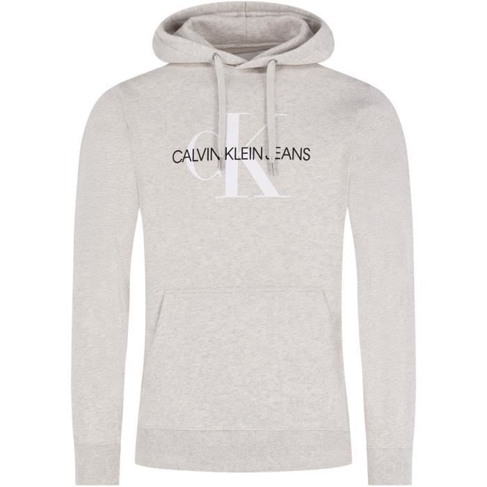 CALVIN KLEIN Sweat-shirt PGH Monogram Regular Gris chiné glacé Homme