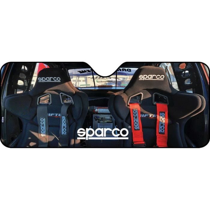 SPARCO Pare-soleil - Matelassé - Aluminium - Ventouses de fixation - Elastique pour le rangement- 70X130 cm