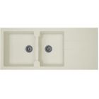 STRADOUR Evier cuisine à encastrer 2 bacs + 1 égouttoir Aloa - Résine - 116 x 50 cm - Blanc