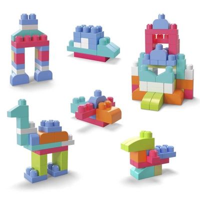 Mega Bloks Sac Bleu – 60 Blocs De Construction Pour Bébé Dès 1 An, Et Maped Color'Peps – 4 Pots De Peinture Doigt 80g, Lavable, Dès 1 An, Set Créatif Complet