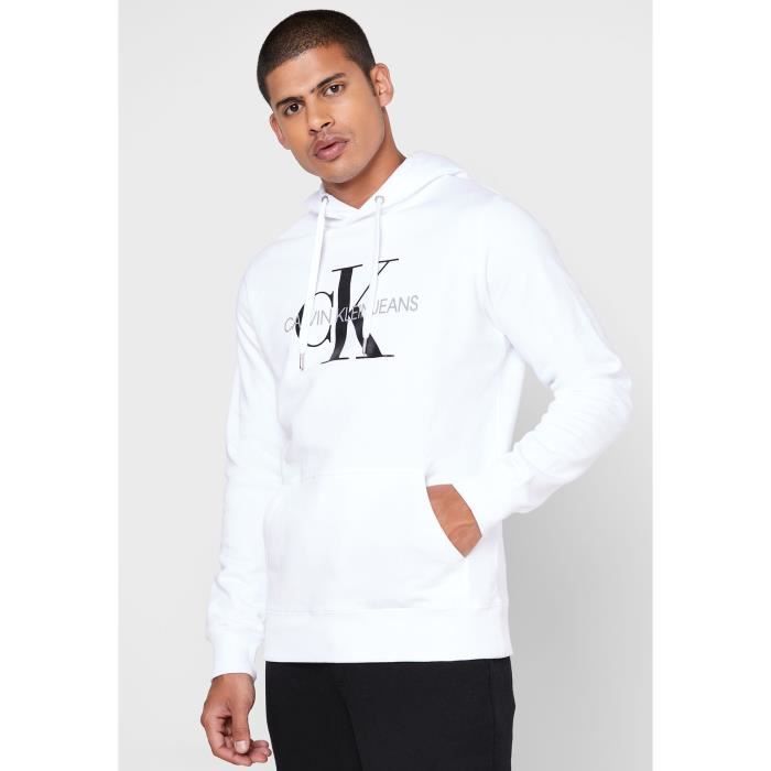 CALVIN KLEIN Sweat-shirt YAF Monogram Regular Blanc brillant Homme