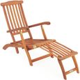 CASARIA® Chaise longue Queen Mary pliable bois d’acacia avec repose-pieds transat de jardin intérieur extérieur balcon-0