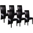 Lot de 6 Chaise de salle à manger OVONNI - Cuir artificiel - Style Contemporain - Noir-0