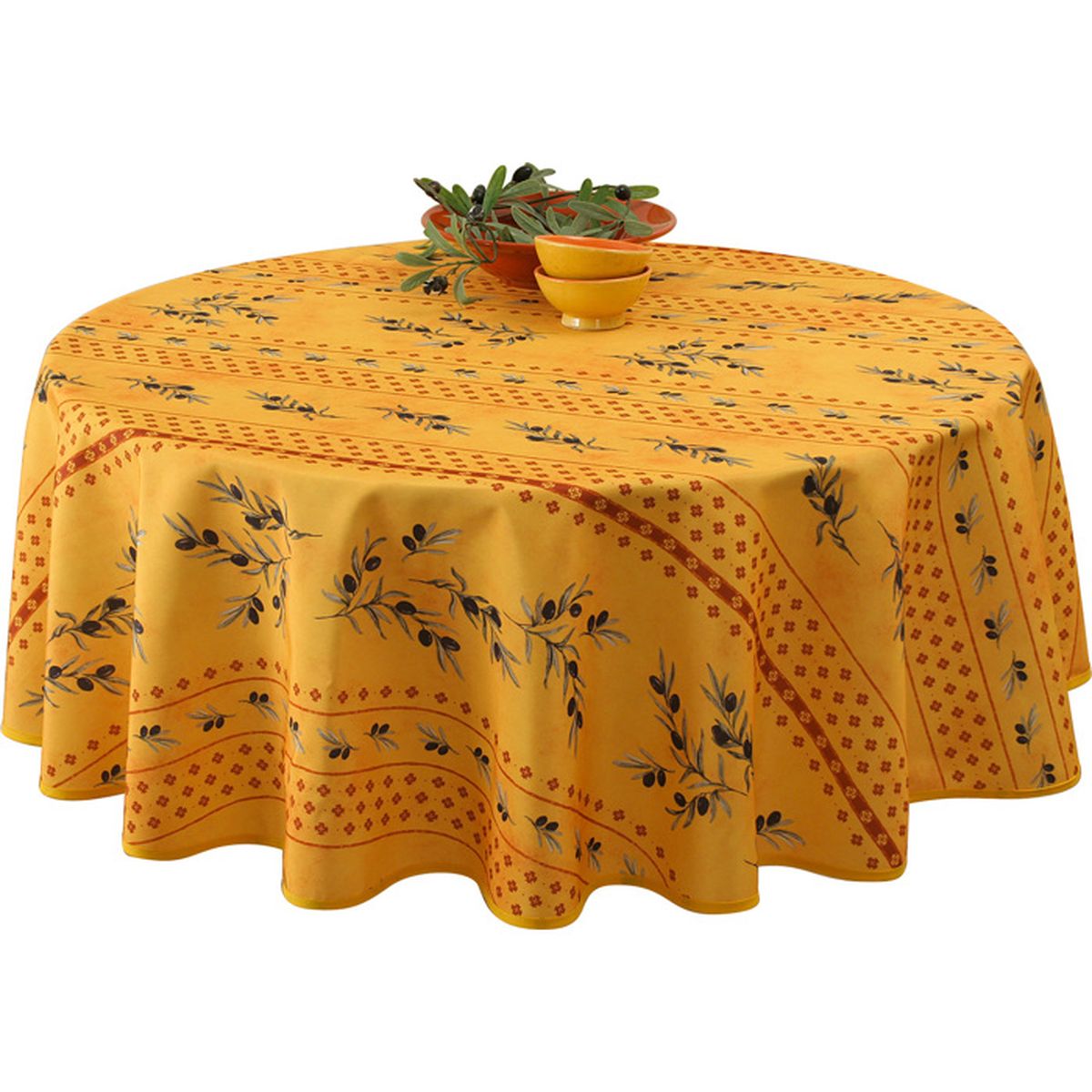 Nappe antitaches Ronde 160 cm Olivette Jaune Achat / Vente nappe
