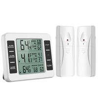 Thermomètre de réfrigérateur numérique sans fil avec 2 capteurs, alarme sonore, enregistrement Min / Max (batterie non incluse)