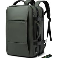 Sac à dos de voyage 35 L, avec port de charge USB, pour ordinateur portable de 17,3", bagage cabine pour homme et femme, vert