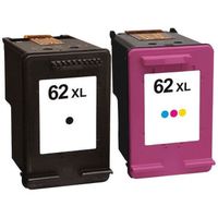Packs 2 cartouches pour HP 62XL Noire et Couleur Compatible  OfficeJet  5745