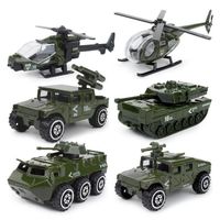 6PCS Véhicules Jouets Petite Militaire Voiture Jouet Tank, Jeep, Hélicoptère, petits Cadeaux de Anniversaire Noël