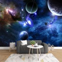 Papier Peint de Ciel Univers Espace, PlanèTe Trou de Ver Panoramique Déco Mural pour Salon Chambre D'Enfant Décor Murale 350x256cm