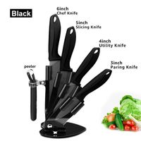 Ensemble de couteaux noirs - Couteaux de cuisine en céramique avec support, ensemble de 6 pièces 3 &quotparer