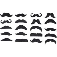 Lot de 20 fausses moustaches et barbes noires DRFEIFY en peluche pour accessoires de costume