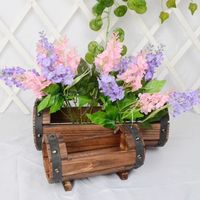 2 Pièces / Ensemble Demi-Baril Planteur Pot de Fleur en Bois Contante Anticorrosion Carbonisé jardiniere - bac a fleur jardinage