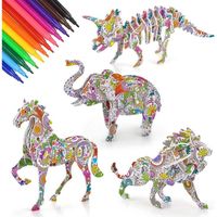 HEYZOEY DIY coloriage puzzle 3D-cadeau pour enfants-un jouet pour l'imagination(Animal de ferme)