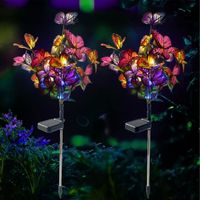 Leytn® 2PCS Lampe Solaire Extérieur Papillon Lampe de Jardin Etanche pour Décoration Allée Cour Patio Fête 