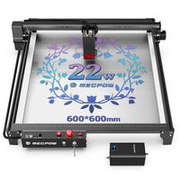 Machine de Gravure Laser Mecpow X5 22 W - Zone de Gravure 600 x 600 mm - Point Laser 0,08 x 0,1 mm - Assistance Pneumatique Automati
