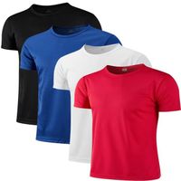 Lot de 4 T shirt Homme de Sport à col rond à séchage rapide pour gymnastique-couleurs multiples
