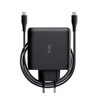 Trust Maxo Chargeur USB-C de 100W, 75% à Partir de Matériaux Recyclés, Rapide Câble USB-C 2m, Adaptateur Secteur - Noir