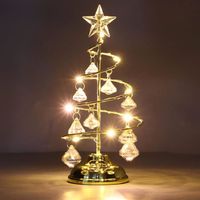 Lumière d'ambiance LED, lampe de table en cristal, lampes d'arbre de Noël, petite lampe d'ornement en fer , lumière chaude dorée,M