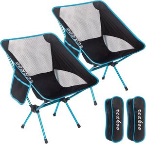 CHAISE DE CAMPING Blue Chaises de Camping Pliantes Portable Lot de 2, Compacte Ultra Légère et Portable Chaise Pliante Camping, avec Sac de Transport