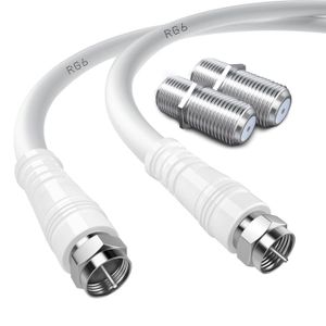 Télévision Numérique Câble Antenne TV EMOS 2,5m - Double Blindage - Fiche Droite Vers Prise Coudée 90° - Pour HD/SAT Cable Tv Antenne
