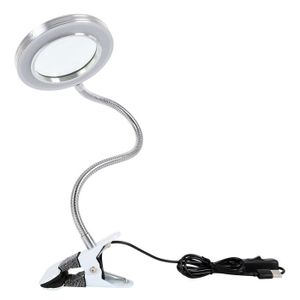 LAMPE LOUPE Lampe de bureau Portable avec loupe 8X,lumière de tatouage,Clip lumineux,équipement de maquillage,outil USB pour les - Argent-WHITE
