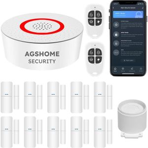 ALARME AUTONOME Kit d'alarme Maison 14 pièces - Système d'alarme Intelligent Wi-FI avec Application en Temps réel - Fonctionne avec Alexa,.[G37]