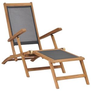 CHAISE LONGUE Chaise longue de jardin en bois de teck - Noir - P
