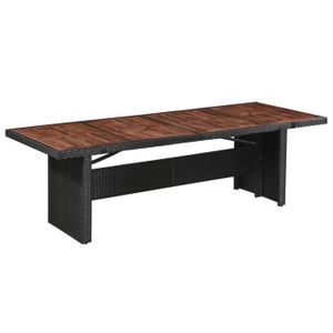 TABLE DE JARDIN  Table de jardin en résine tressée et bois d'acacia - JILL®3511 MODE - Noir - Exotique - Extérieur