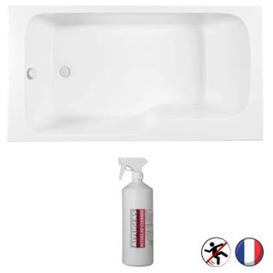 BAIGNOIRE - KIT BALNEO Baignoire bain douche JACOB DELAFON Malice antidérapante + nettoyant | 170 x 90 version gauche
