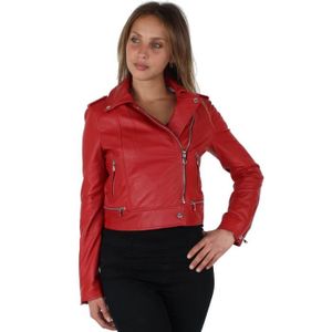 Blouson simili cuir perfecto rouge femme