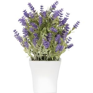 Fleurs artificielles de Lavande en Pot Imitation Lavande floquée dans Un Pot en Bois Rustique d/'intérieur ou d/'extérieur