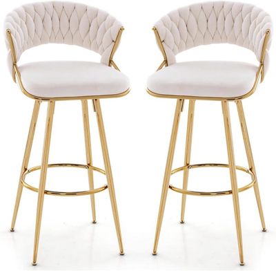 Lot De 2 Tabourets De Bar Vintage THINFAR - Chaise Bar Industriel Similicuir Réglable Pivotant Marron