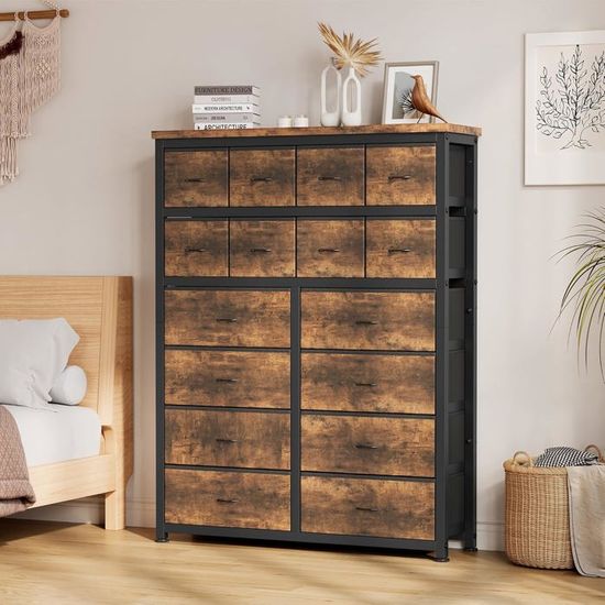 Armoire apothicaire à 12 tiroirs – Organiseur de cartes d'index – Commode vintage en bois d'acajou – Organisateur de tiroir de bureau pour rangement d'herbes aromatiques, agendas apothicaires