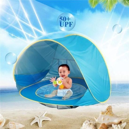Tente de plage portable Pop-up instantané automatique Anti UV Abri Camping Pêche Randonnée pour personne mixte,ABRI DE PLAGE Bleu - Sport
