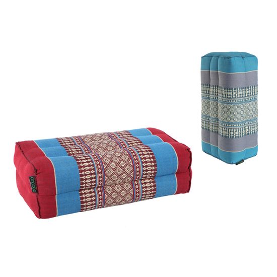 coussin de yoga artisanal - modèle sunflowers blue