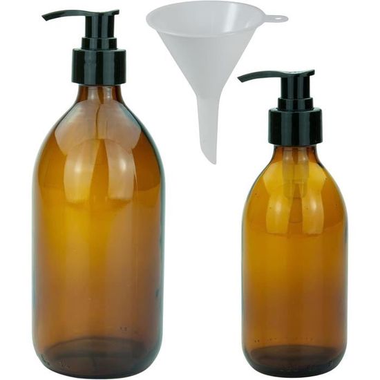 Distributeur de Savon Rechargeable en Verre - Lot de 2 distributeurs de Savon - 500 ML - pour